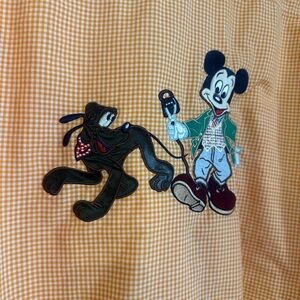 Vintage Disney World Orange Checkered Shirt with Mickey and Pluto Donaldson